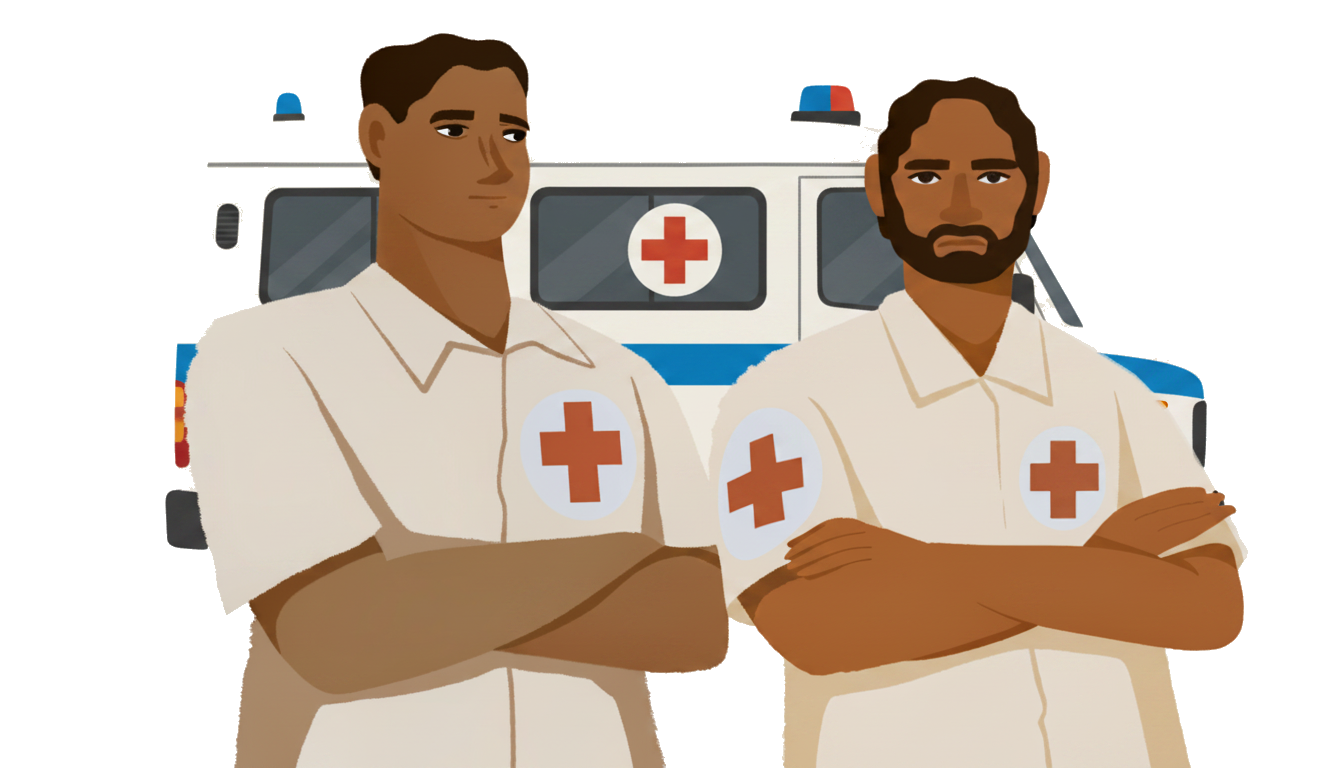 AmbuGo medics with a Bengaluru ambulance